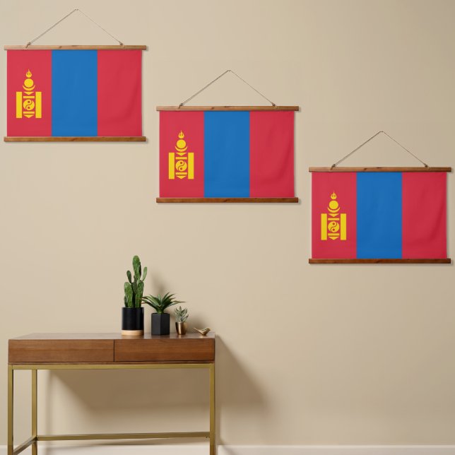 Tapisserie Suspendue Drapeau de Mongolie (Asymétrique)