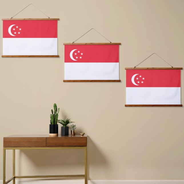 Tapisserie Suspendue Drapeau de Singapour (Asymétrique)