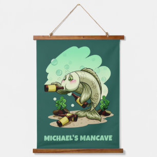 Tapisserie Suspendue Drôle Poisson personnalisé texte et couleur