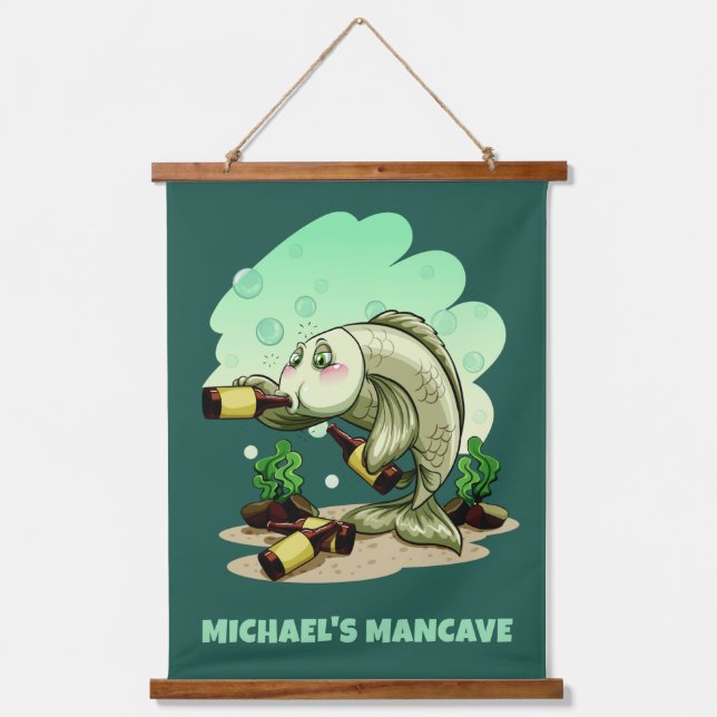 Tapisserie Suspendue Drôle Poisson personnalisé texte et couleur (Recto)