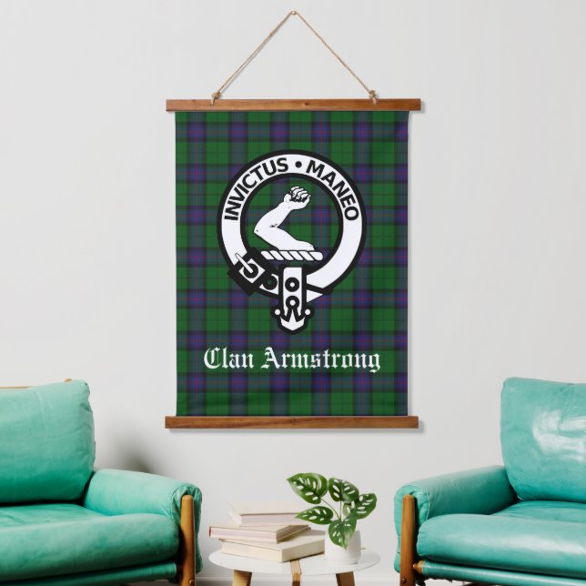 Tapisserie Suspendue Écosse Clan Armstrong Crest Badge et Tartan (Salon)