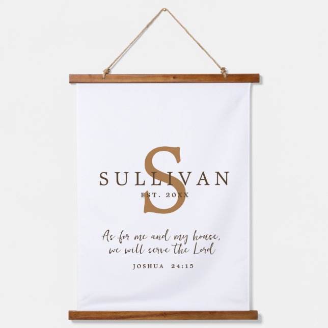 Tapisserie Suspendue Écriture chrétienne rustique Monogramme Nom de fam (Recto)