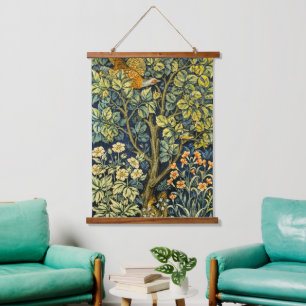 Tapisserie Suspendue Écureuil Vintage de Morris et Motif de fleurs