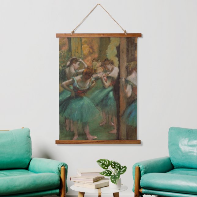 Tapisserie Suspendue Edgar Degas Danseurs rose et vert (Salon)
