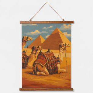 Tapisserie Suspendue Égypte vintage Camps & Pyramides - Mur coupé en bo