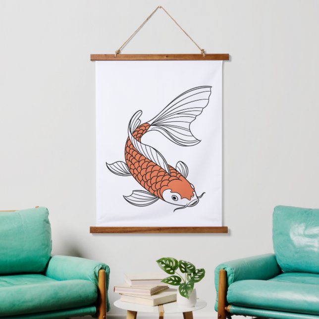 Tapisserie Suspendue Elegant Gold Fish Decorative Wall Hanging Tapestry (Salon)