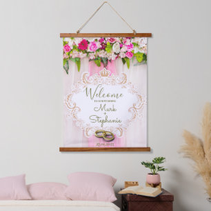 Tapisserie Suspendue Élégant Mariage floral rose vif