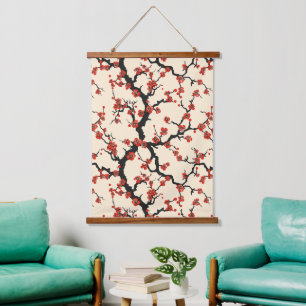Tapisserie Suspendue Élégant Motif sans couture en fleur de cerisier (1