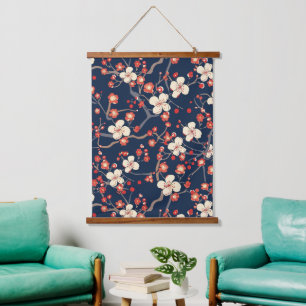 Tapisserie Suspendue Élégant Motif sans couture en fleur de cerisier (1
