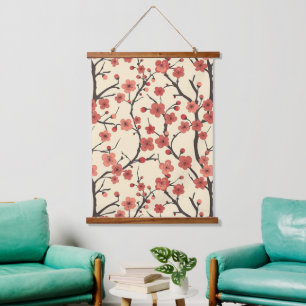 Tapisserie Suspendue Élégant Motif sans couture en fleur de cerisier (4