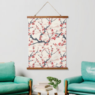 Tapisserie Suspendue Élégant Motif sans couture en fleur de cerisier (5