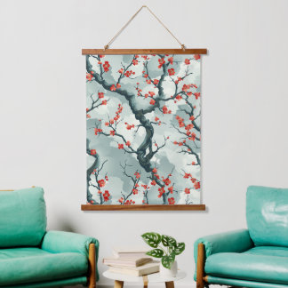 Tapisserie Suspendue Élégant Motif sans couture en fleur de cerisier (7