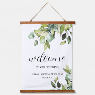 Tapisserie Suspendue Elégant Rustique Eucalyptus Mariage Bienvenue