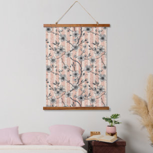 Tapisserie Suspendue Elégante Fleur de Cerise Sakura - Rose & Blanc