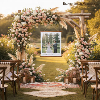 Tapisserie Suspendue Élégante Photo de Mariage Minimaliste de Bienvenue