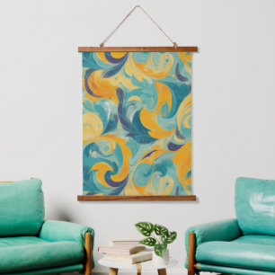 Tapisserie Suspendue Emerald Green et Gold Paisley Abstrait inspiré