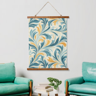 Tapisserie Suspendue Emerald Green et Gold Paisley Motif