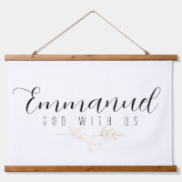 Emmanuel God With Us Gold Feuilles Wood