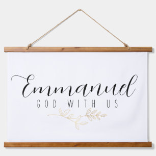 Tapisserie Suspendue Emmanuel God With Us Gold Feuilles Wood