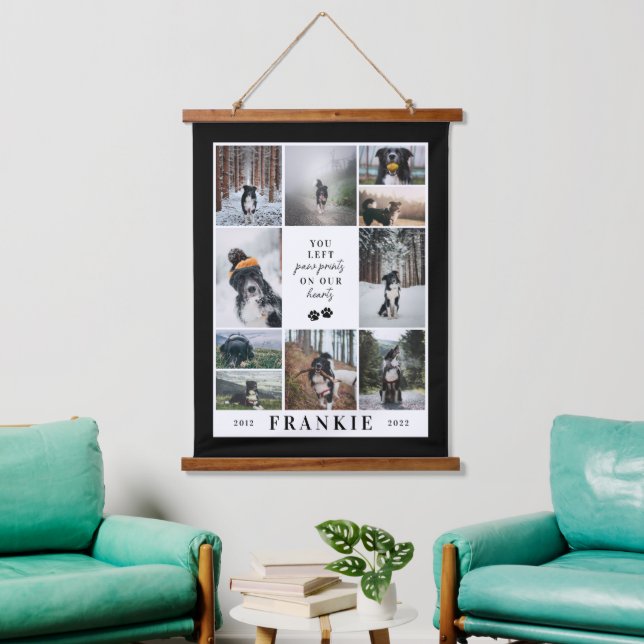 Tapisserie Suspendue Empreintes de pattes Nos coeurs Pet Memorial Colla (Salon)