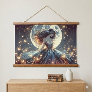 Tapisserie Suspendue Enchanteresse Papillon au Clair de Lune Fantastiqu