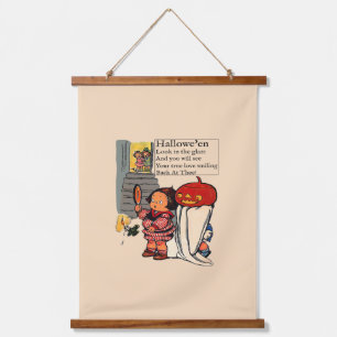 Tapisserie Suspendue Enfant Halloween Vintage et Fantôme de Citrouille