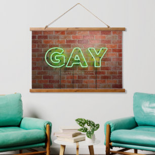 Tapisserie Suspendue Enseigne néon gay illuminée SlipperyJoe lumineuse