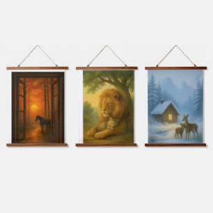 Tapisserie Suspendue Ensemble d'art mural de 3 pièces pour animaux de l