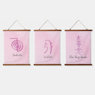 Tapisserie Suspendue Ensemble de 3 symboles Usui Reiki rose-CKR, SHK &