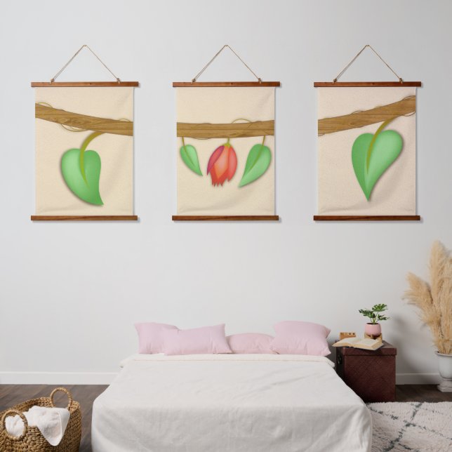 Tapisserie Suspendue Ensemble floral suspendu Boho Branche continue (Chambre à coucher)