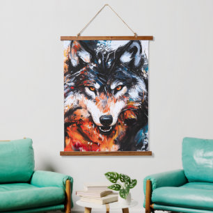 Tapisserie Suspendue Esprit Loup Sauvage Abstrait
