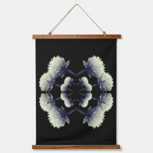 Tapisserie Suspendue Étalons De Fleur En Noir Et Blanc Abstrait