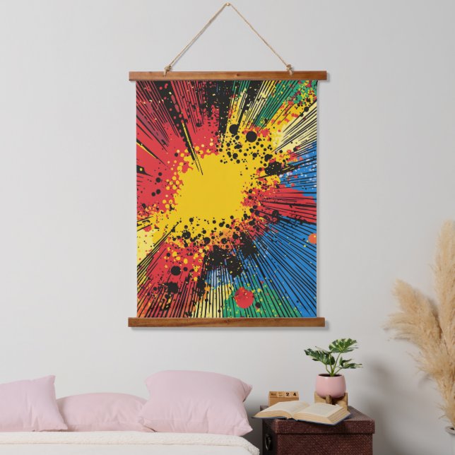 Tapisserie Suspendue Explosion d'art pop de style comique (10) (Chambre à coucher)
