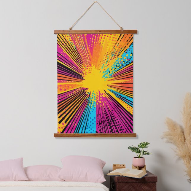 Tapisserie Suspendue Explosion d'art pop de style comique (9) (Chambre à coucher)