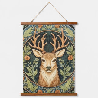 Tapisserie Suspendue Face de cerf au design vintage floral