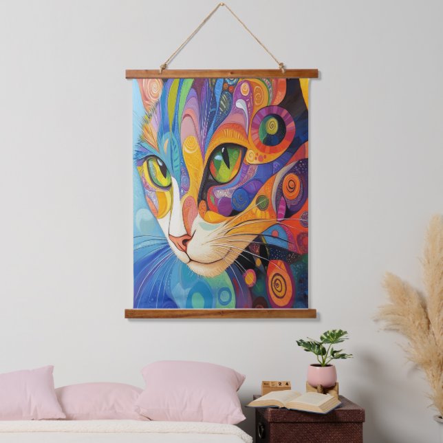 Tapisserie Suspendue Face de chat vibrante (Chambre à coucher)