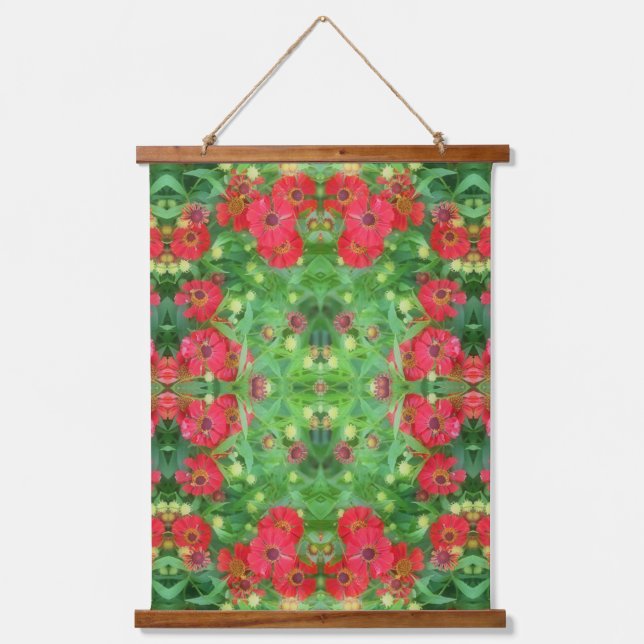Tapisserie Suspendue Fading Red Zinnia Flowers Abstract Pattern   (Recto)