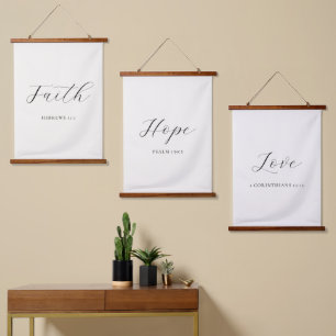 Tapisserie Suspendue Faith Hope Love Set 3 Wall Art Tapestry