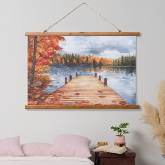 Tapisserie Suspendue Fall Autumn Nature Lake Trees Landscape Painting