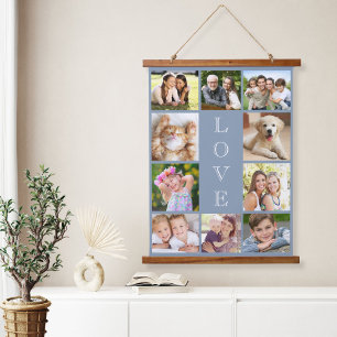Tapisserie Suspendue Famille 10 Photo Collage Dusty Blue