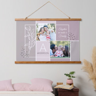 Tapisserie Suspendue FAMILLE 2 Photo Collage Script Citation moderne