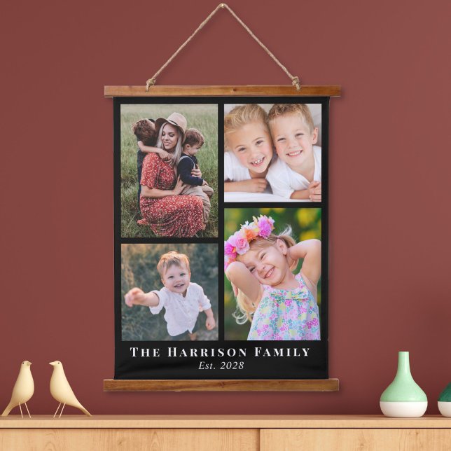 Tapisserie Suspendue Famille 4 Photo Collage noir (Créateur téléchargé)