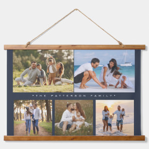 Tapisserie Suspendue Famille 5 Photo Collage Simple Moderne