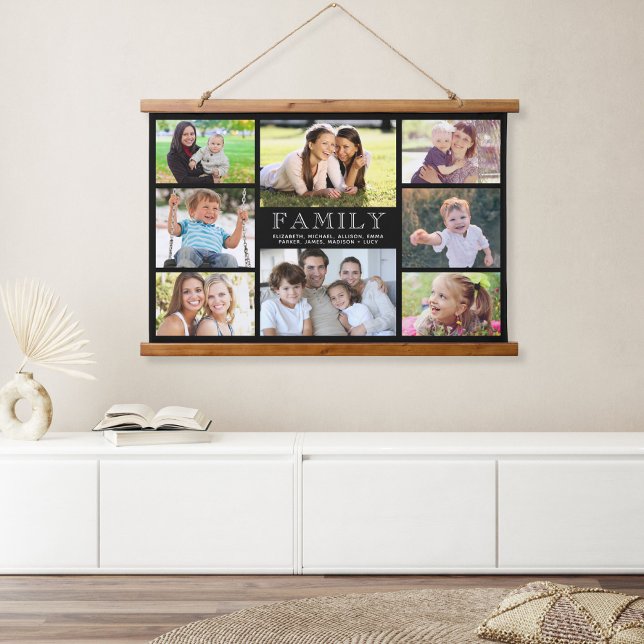 Tapisserie Suspendue Famille 8 Photo Collage noir (Créateur téléchargé)