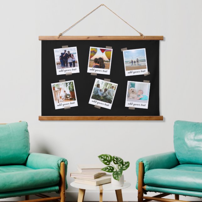 Tapisserie Suspendue Famille personnalisée 6 Photo Collage personnalisé (Salon)