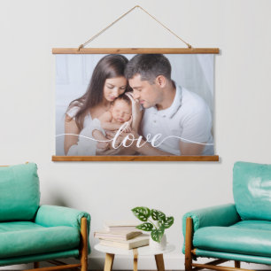 Tapisserie Suspendue Family Photo Love script Overlay Custom