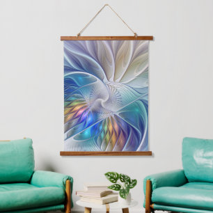 Tapisserie Suspendue Fantaisie florale, fleur fractale abstraite coloré