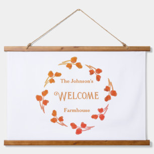 Tapisserie Suspendue Farmhouse Nom de famille Affiche de bienvenue
