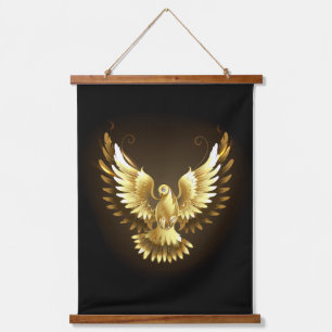 Tapisserie Suspendue Faux Gold Foil Peace Dove en noir