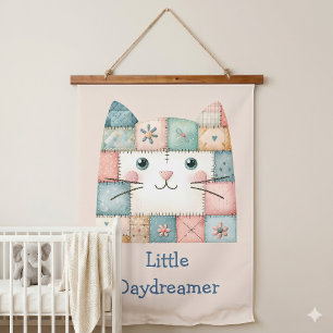 Tapisserie Suspendue Faux Patchwork Pastel Cottage Kitty Visage